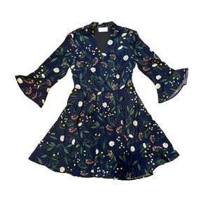 Effy & Joe Floral Fit & Flare 3/4 Sleeve Mini‎ Dress Size S